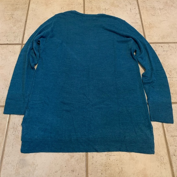 Lily Morgan Teal Blue Button-Detail Sweater - Size Large - Picture 6 of 7